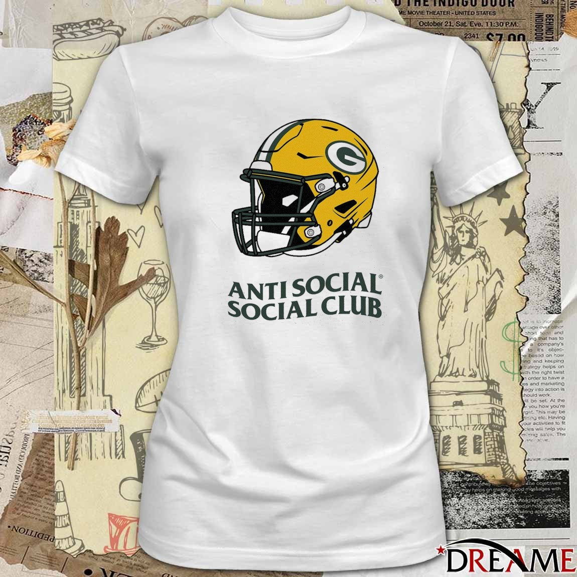 Anti Social Social Club x Green Bay Packers Impact Helmet t-shirt