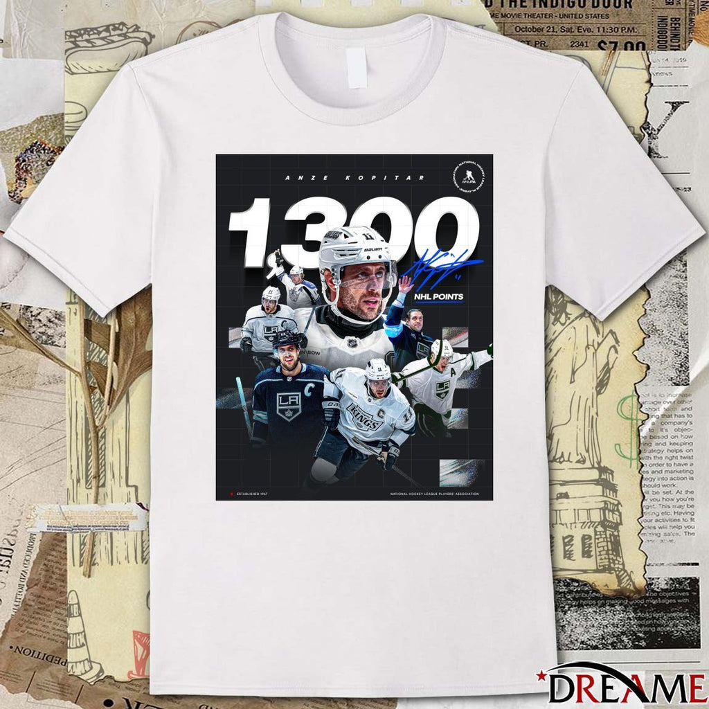 Anze Kopitar Los Angeles Kings 1300 NHL Points Signature 2026 Poster t-shirt