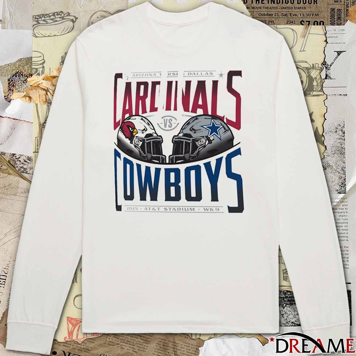 Arizona Cardinals Vs Dallas Cowboys 2025 AT&T Stadium Week 6 Helmet t-shirt