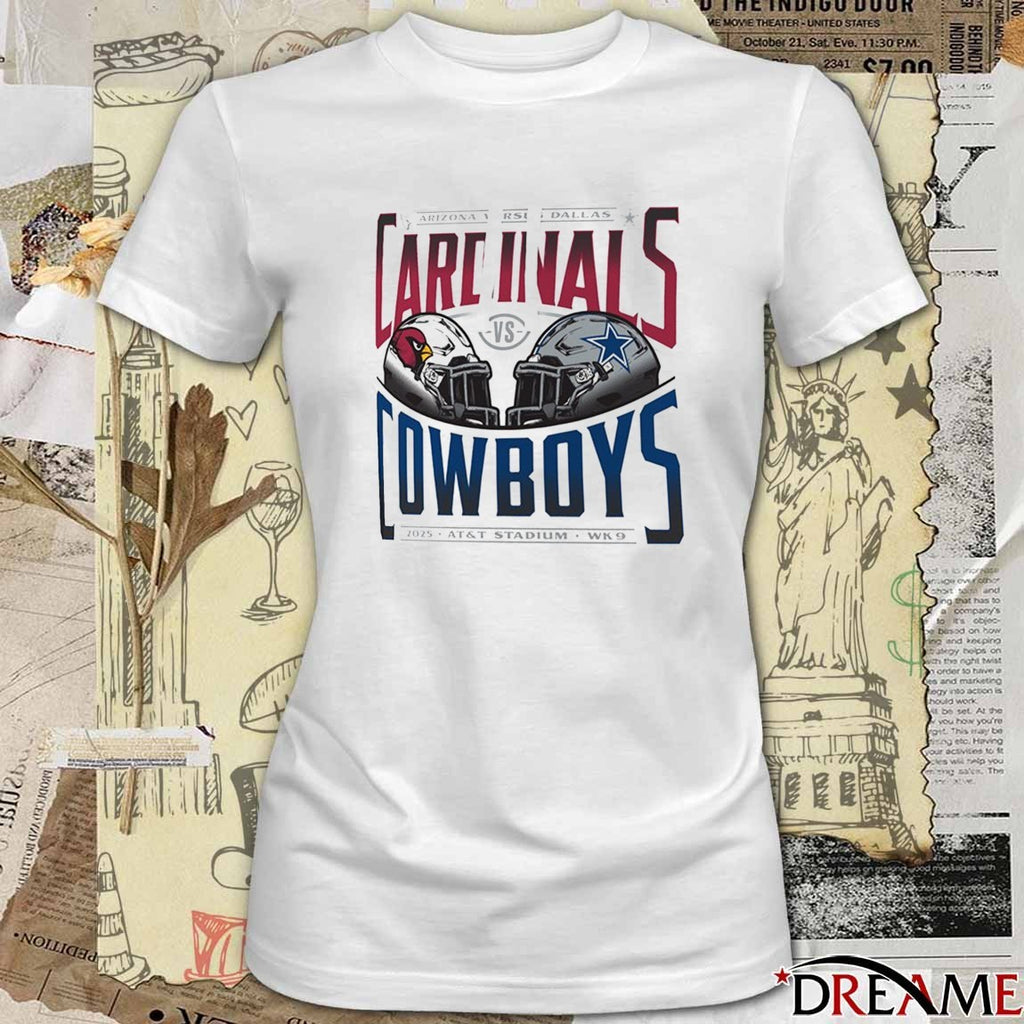 Arizona Cardinals Vs Dallas Cowboys 2025 AT&T Stadium Week 6 Helmet t-shirt