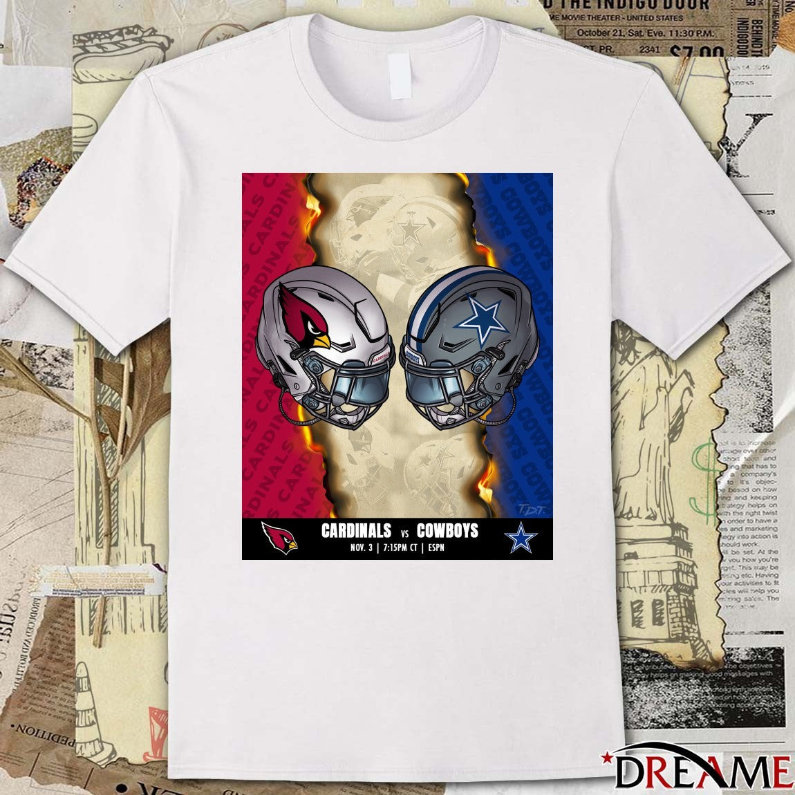 Arizona Cardinals Vs Dallas Cowboys November 3 2025 Monday Night Football Poster t-shirt