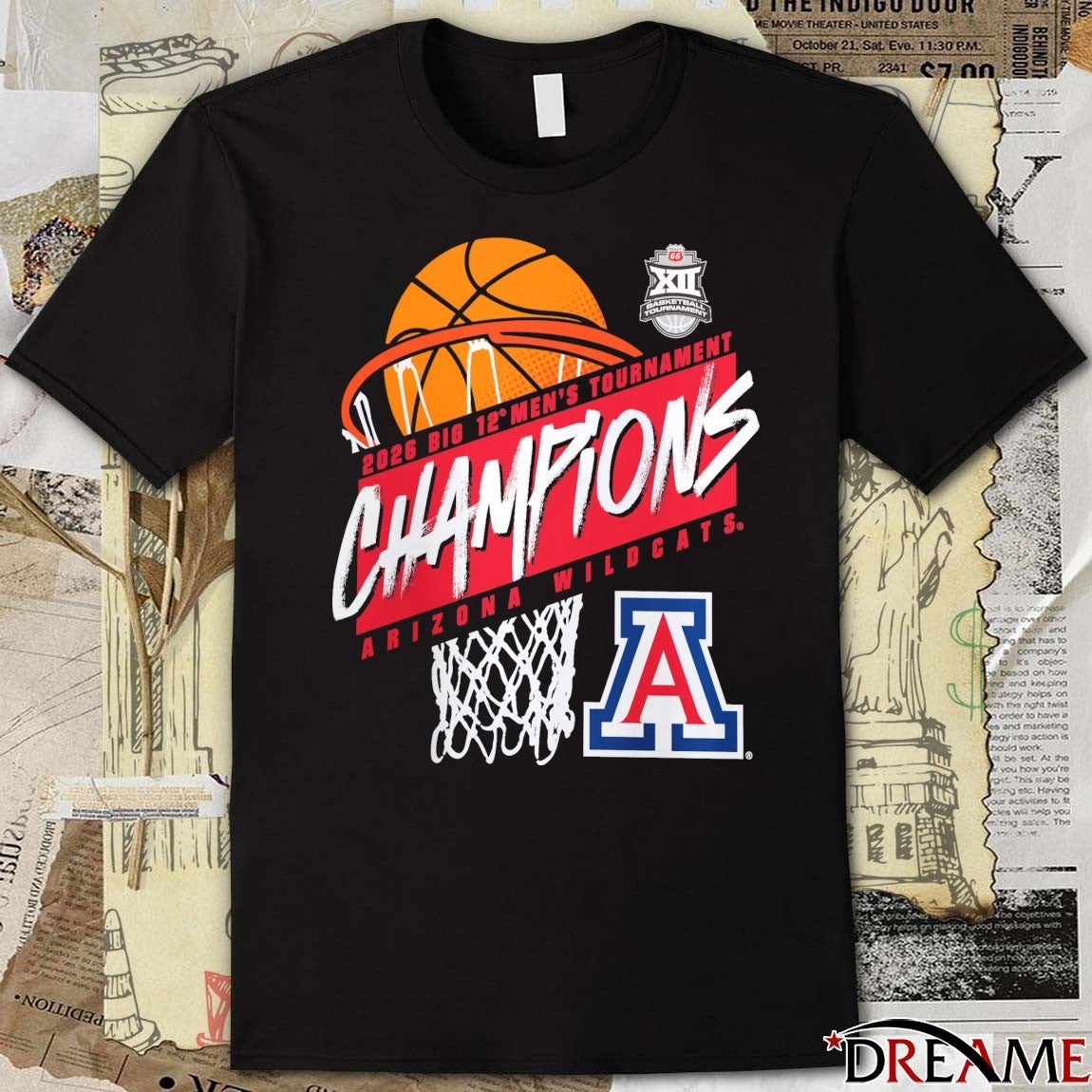 Arizona Wildcats 2026 Big 12 Men’s Basketball Tournament Champions t-shirt