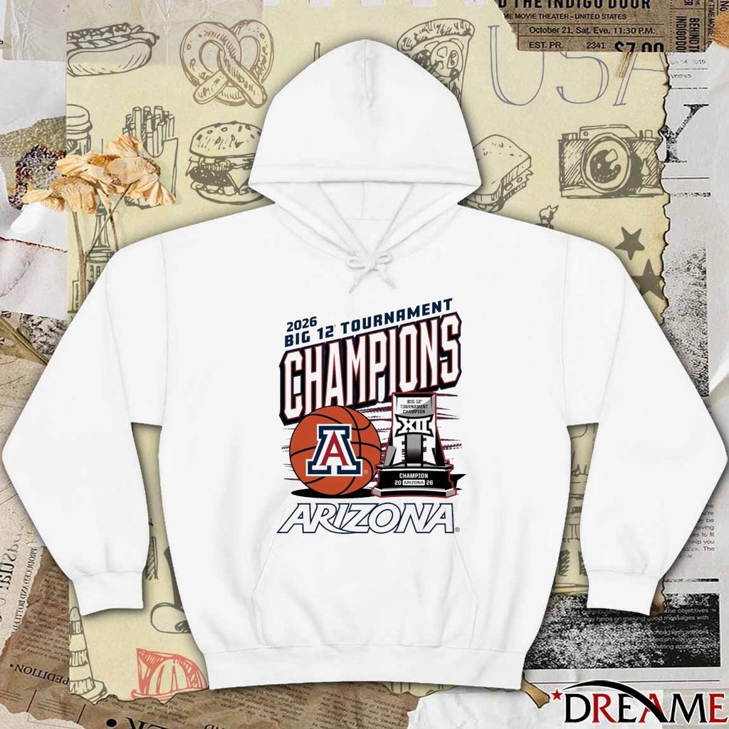 Arizona Wildcats 2026 Big 12 Men’s Basketball Tournament Championship Trophy t-shirt
