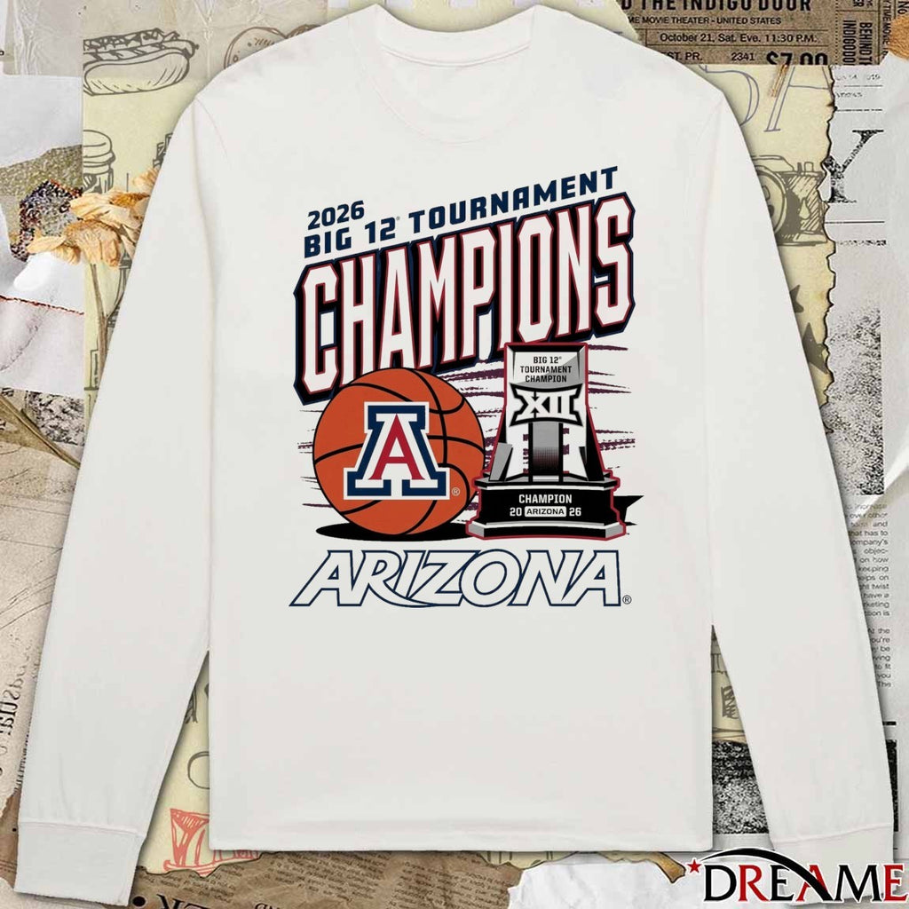 Arizona Wildcats 2026 Big 12 Men’s Basketball Tournament Championship Trophy t-shirt