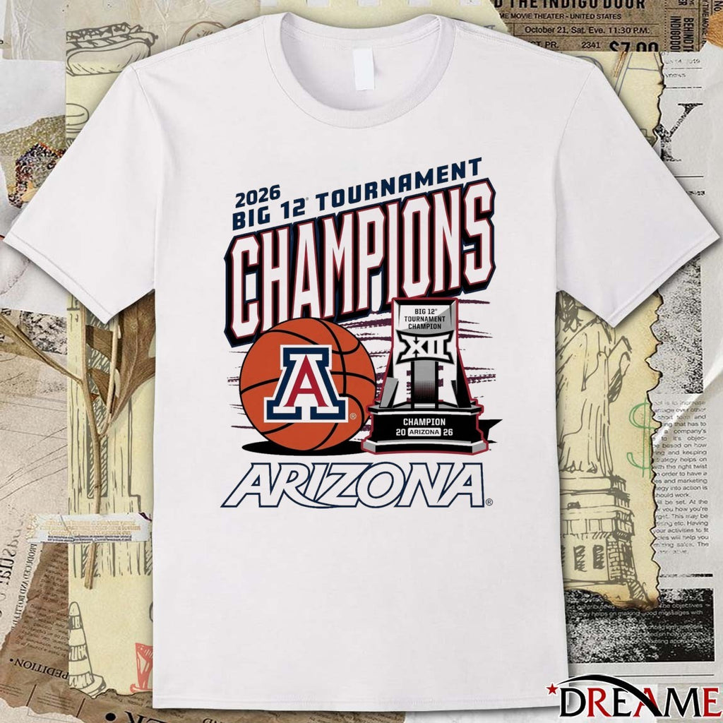 Arizona Wildcats 2026 Big 12 Men’s Basketball Tournament Championship Trophy t-shirt