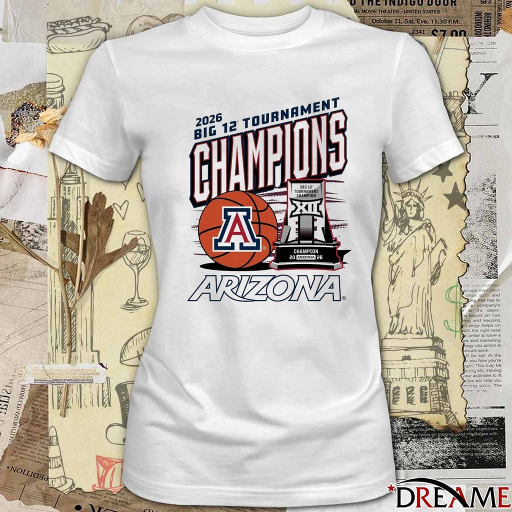 Arizona Wildcats 2026 Big 12 Men’s Basketball Tournament Championship Trophy t-shirt