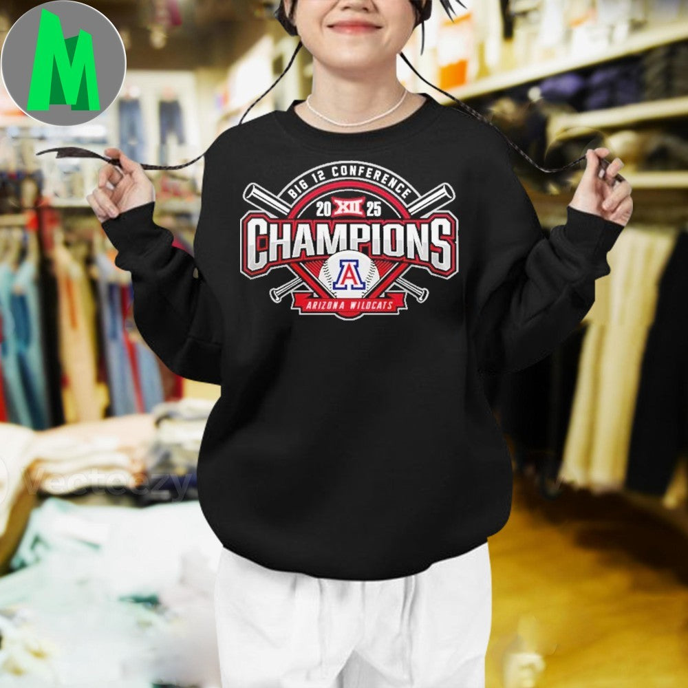Arizona Wildcats Baseball 2025 Big 12 Conference Champions Fan T-Shirt