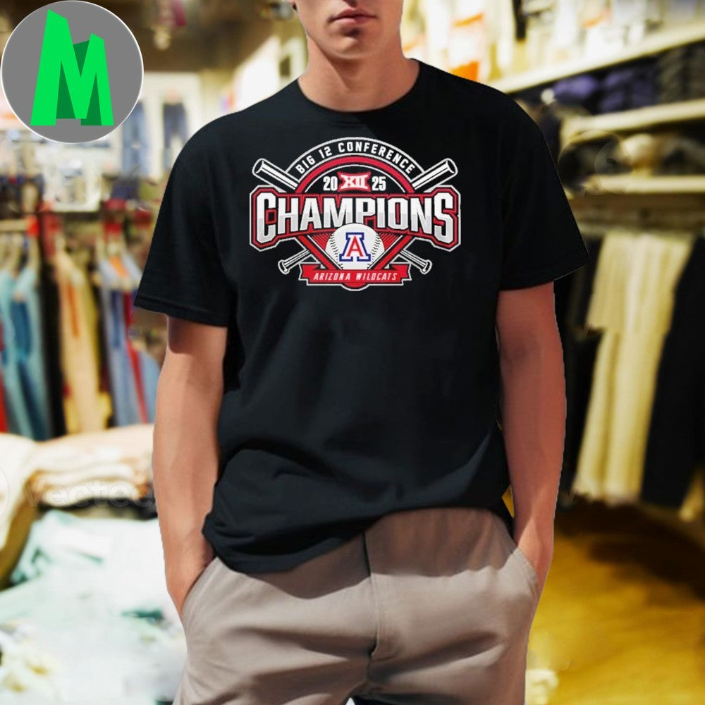 Arizona Wildcats Baseball 2025 Big 12 Conference Champions Fan T-Shirt