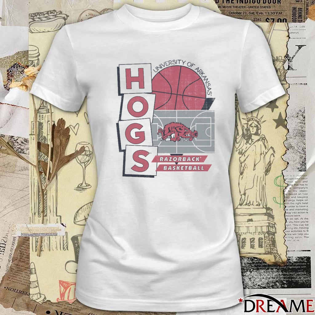 Arkansas Razorback Basketball Hogs University of Arkansas Faded Court Crew t-shirt