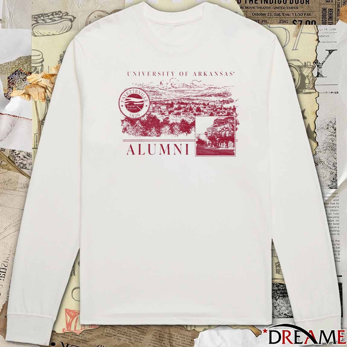 Arkansas Razorback University of Arkansas Alumni Collage Fayetteville 1829 t-shirt