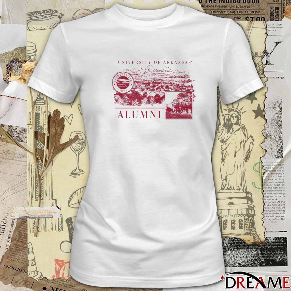 Arkansas Razorback University of Arkansas Alumni Collage Fayetteville 1829 t-shirt