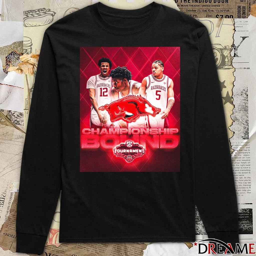 Arkansas Razorbacks 2026 Men’s Basketball Tournament Championship Game Bound Poster t-shirt