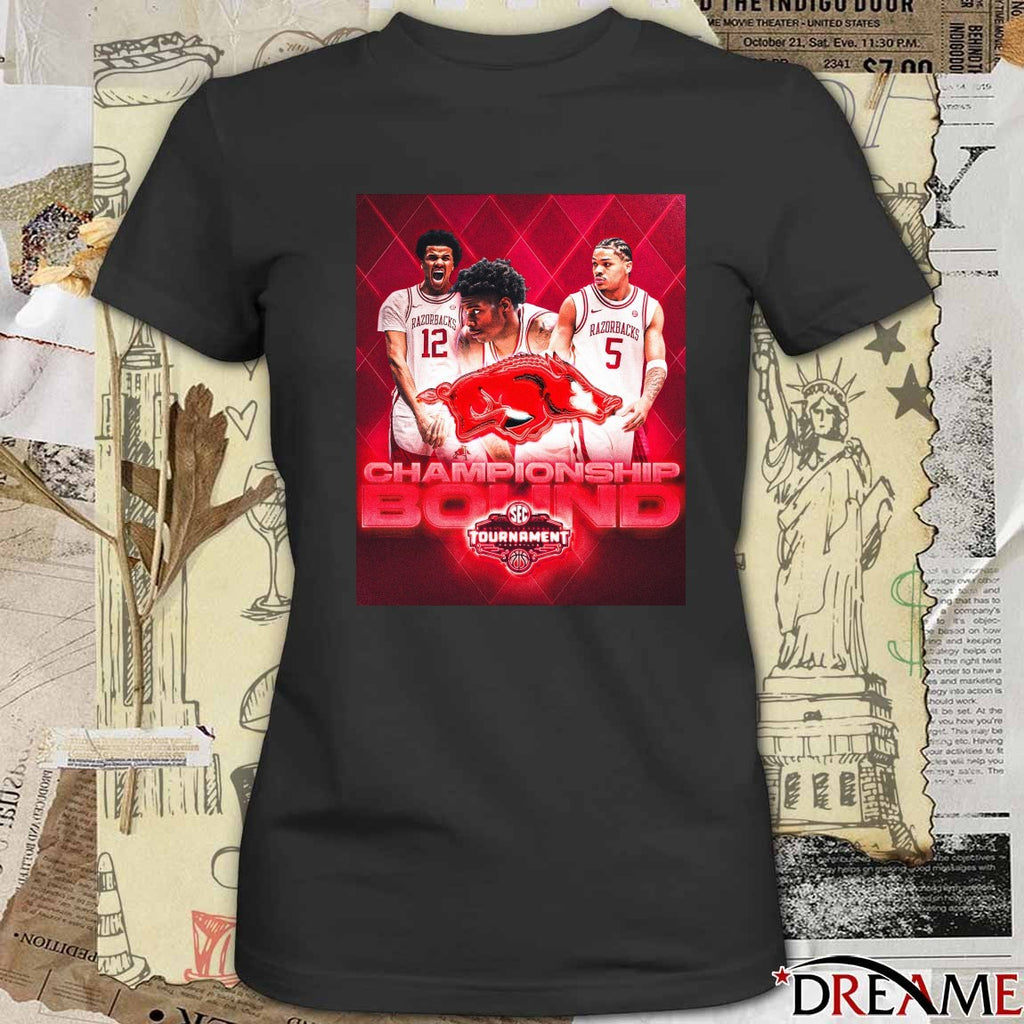 Arkansas Razorbacks 2026 Men’s Basketball Tournament Championship Game Bound Poster t-shirt