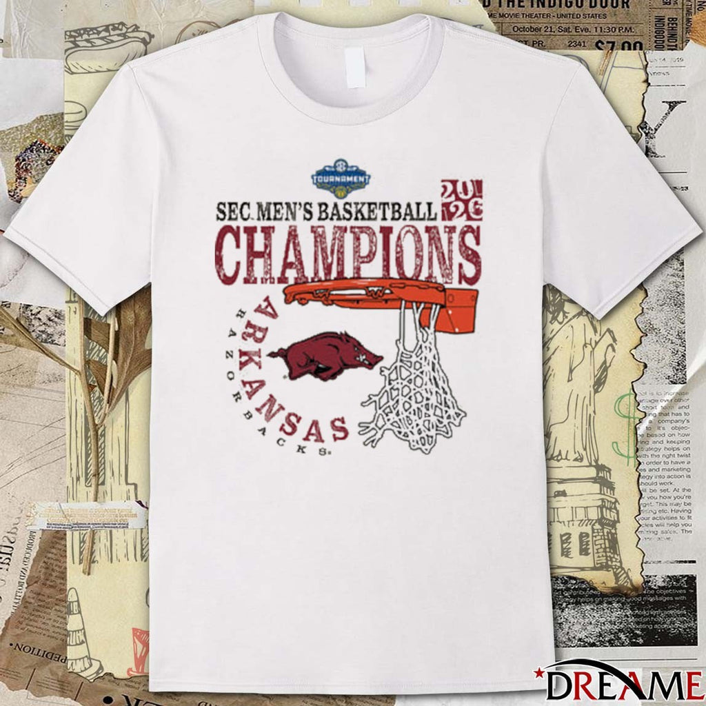 Arkansas Razorbacks 2026 SEC Men’s Basketball Tournament Champions Cut Nets t-shirt