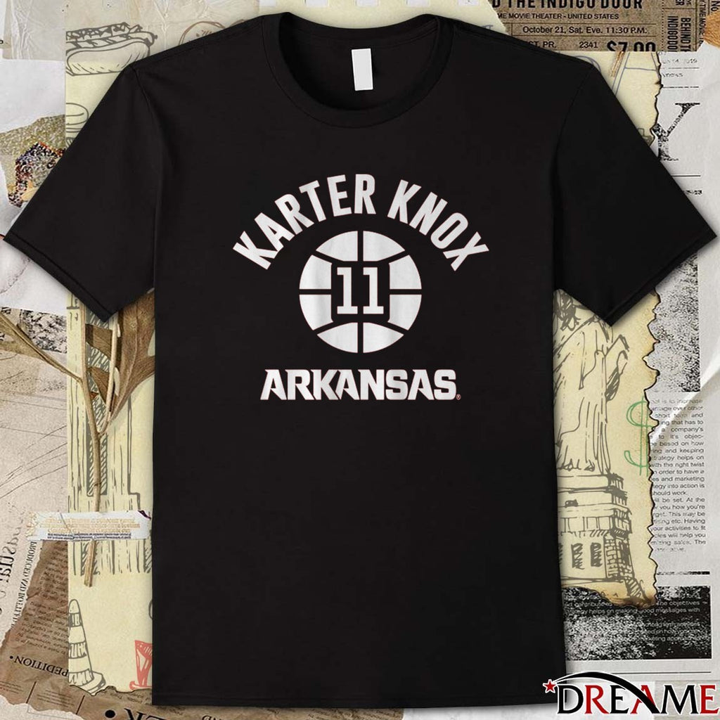 Arkansas Razorbacks Basketball Karter Knox Name Number Ball 11 t-shirt