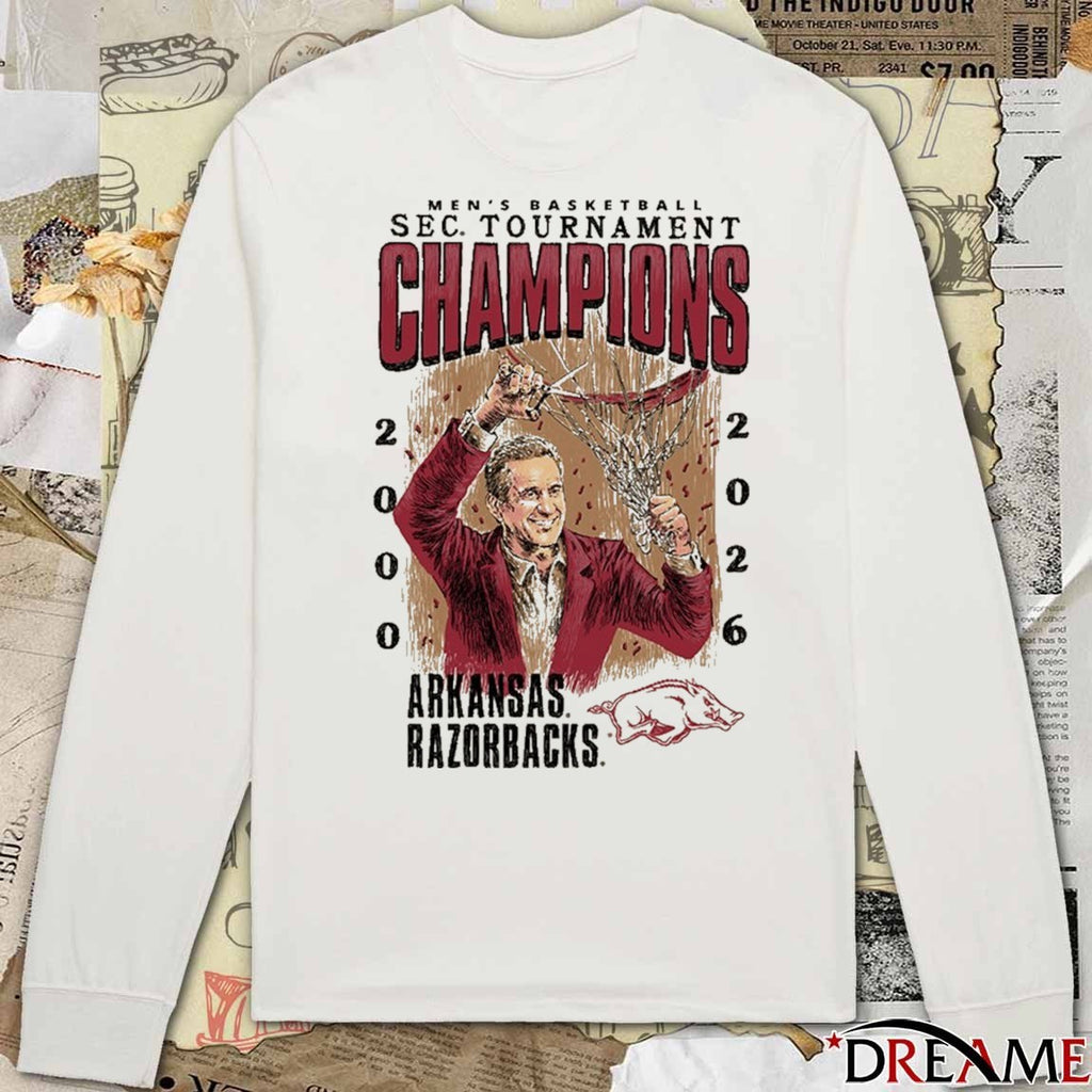 Arkansas Razorbacks Coach Cal Men’s Basketball SEC Tournament Champions 2026 t-shirt