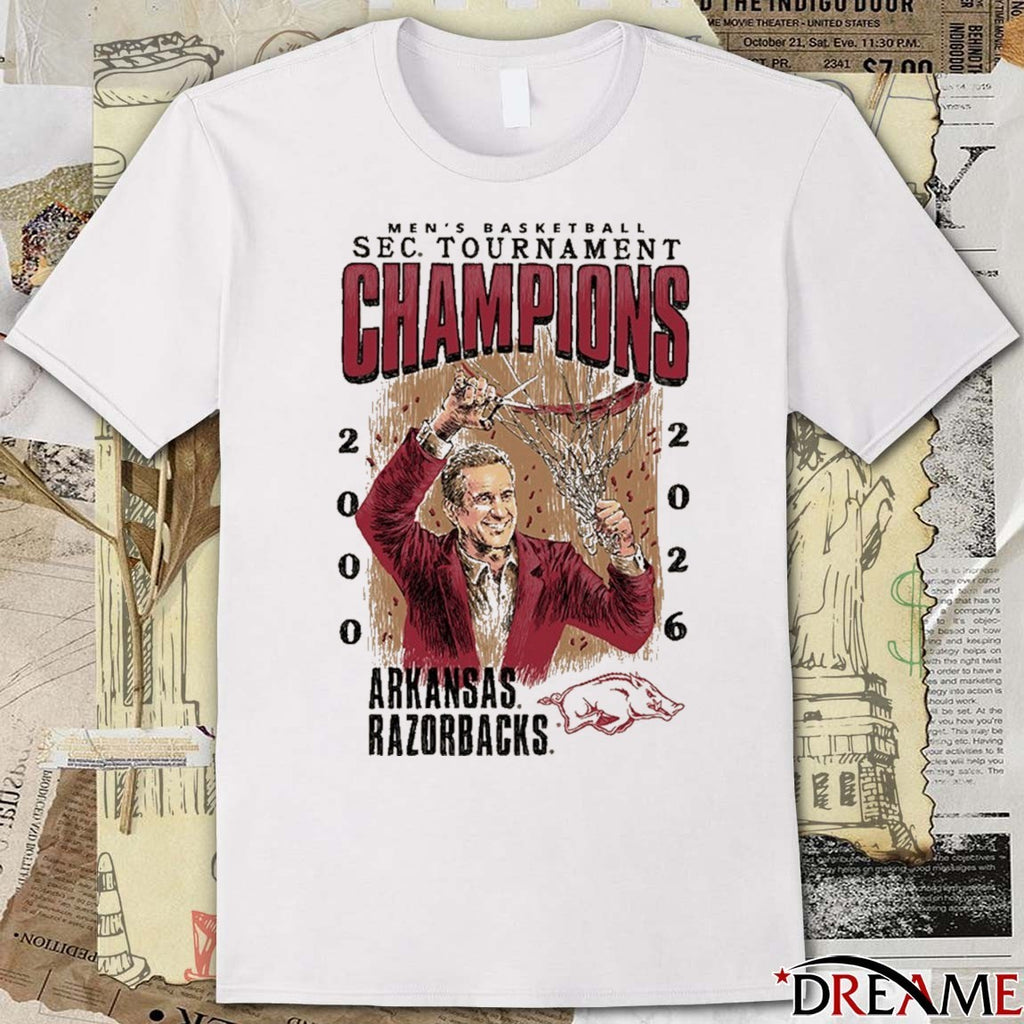 Arkansas Razorbacks Coach Cal Men’s Basketball SEC Tournament Champions 2026 t-shirt