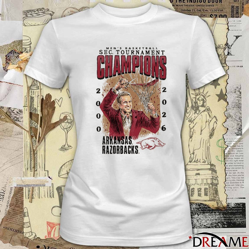 Arkansas Razorbacks Coach Cal Men’s Basketball SEC Tournament Champions 2026 t-shirt