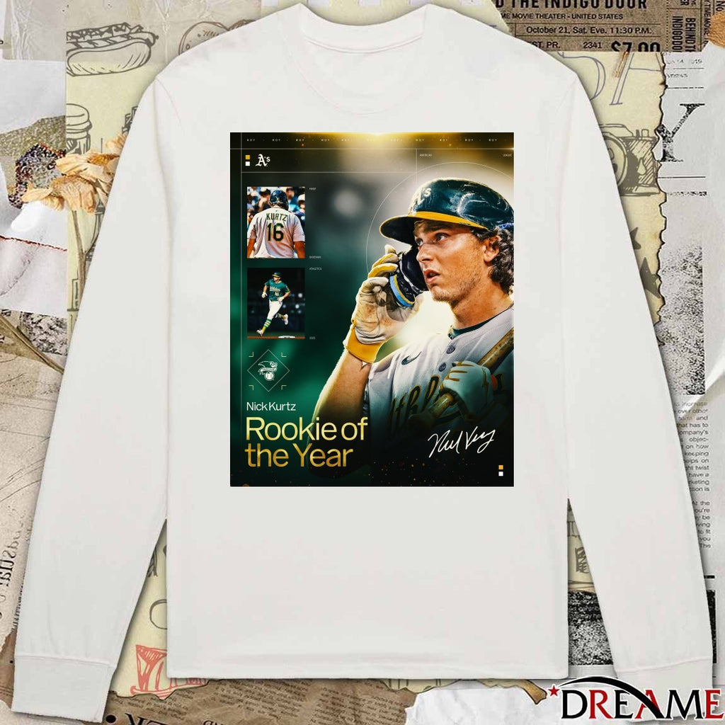 Athletics Nick Kurtz 2025 American League Jackie Robinson Rookie of the Year Signature Poster t-shirt