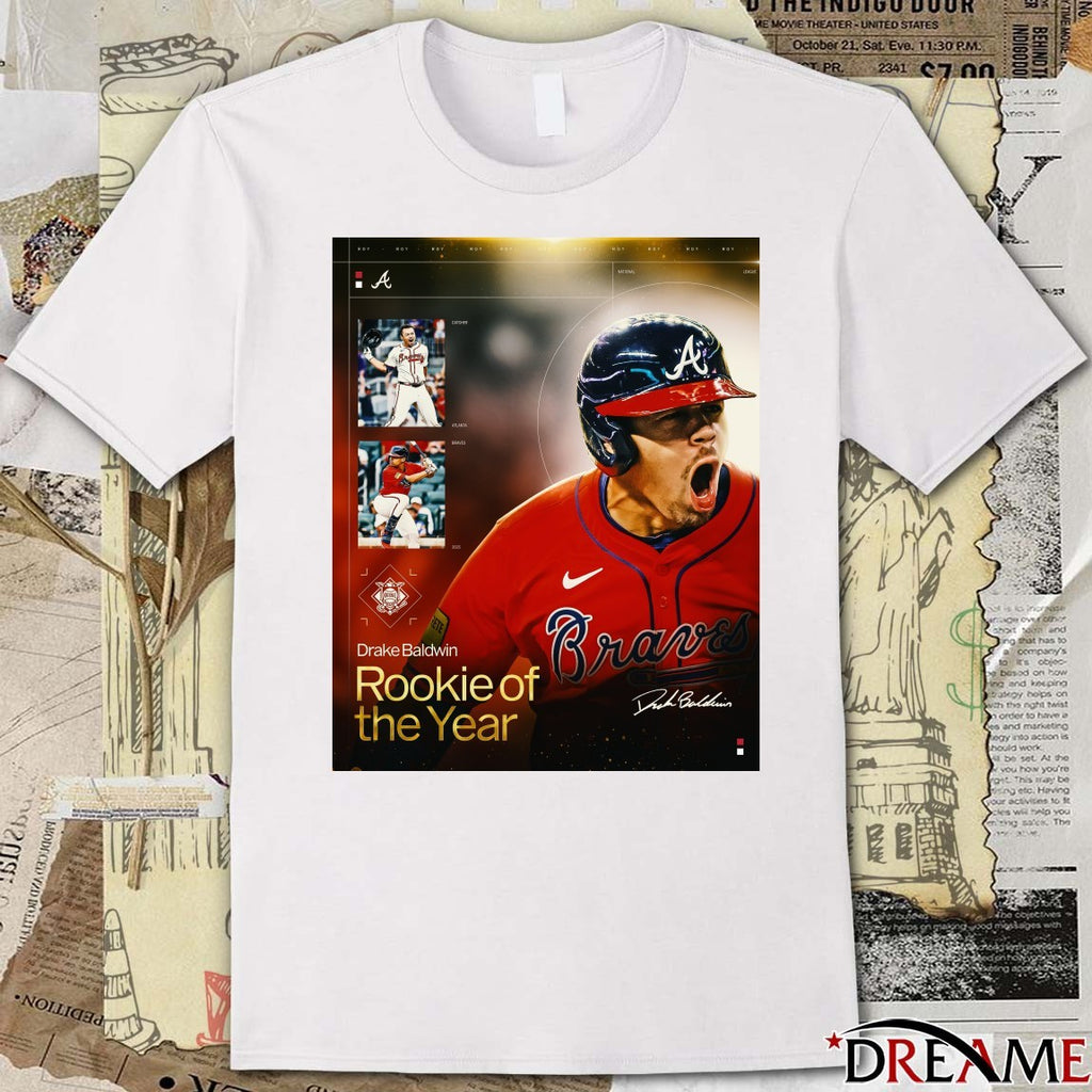 Atlanta Braves Drake Baldwin 2025 National League Rookie of the Year award Signature Poster t-shirt
