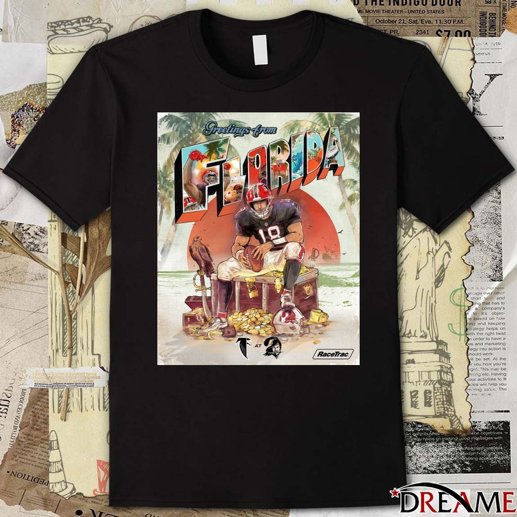 Atlanta Falcons Vs Tampa Bay Buccaneers Greetings from Florida RaceTrac Poster t-shirt