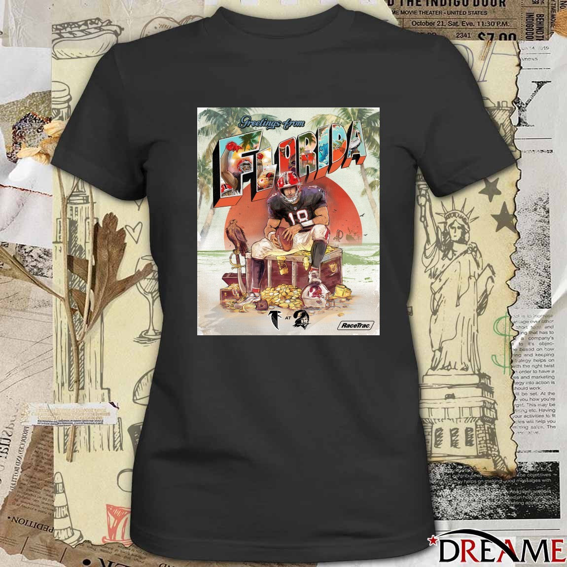 Atlanta Falcons Vs Tampa Bay Buccaneers Greetings from Florida RaceTrac Poster t-shirt