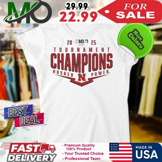 Authentic Heather Gray Nebraska Huskers 2025 Big Ten Baseball Conference Tournament Champions Playoff Game Day Shirt