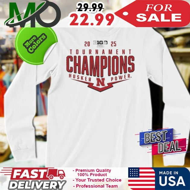 Authentic Heather Gray Nebraska Huskers 2025 Big Ten Baseball Conference Tournament Champions Playoff Game Day Shirt