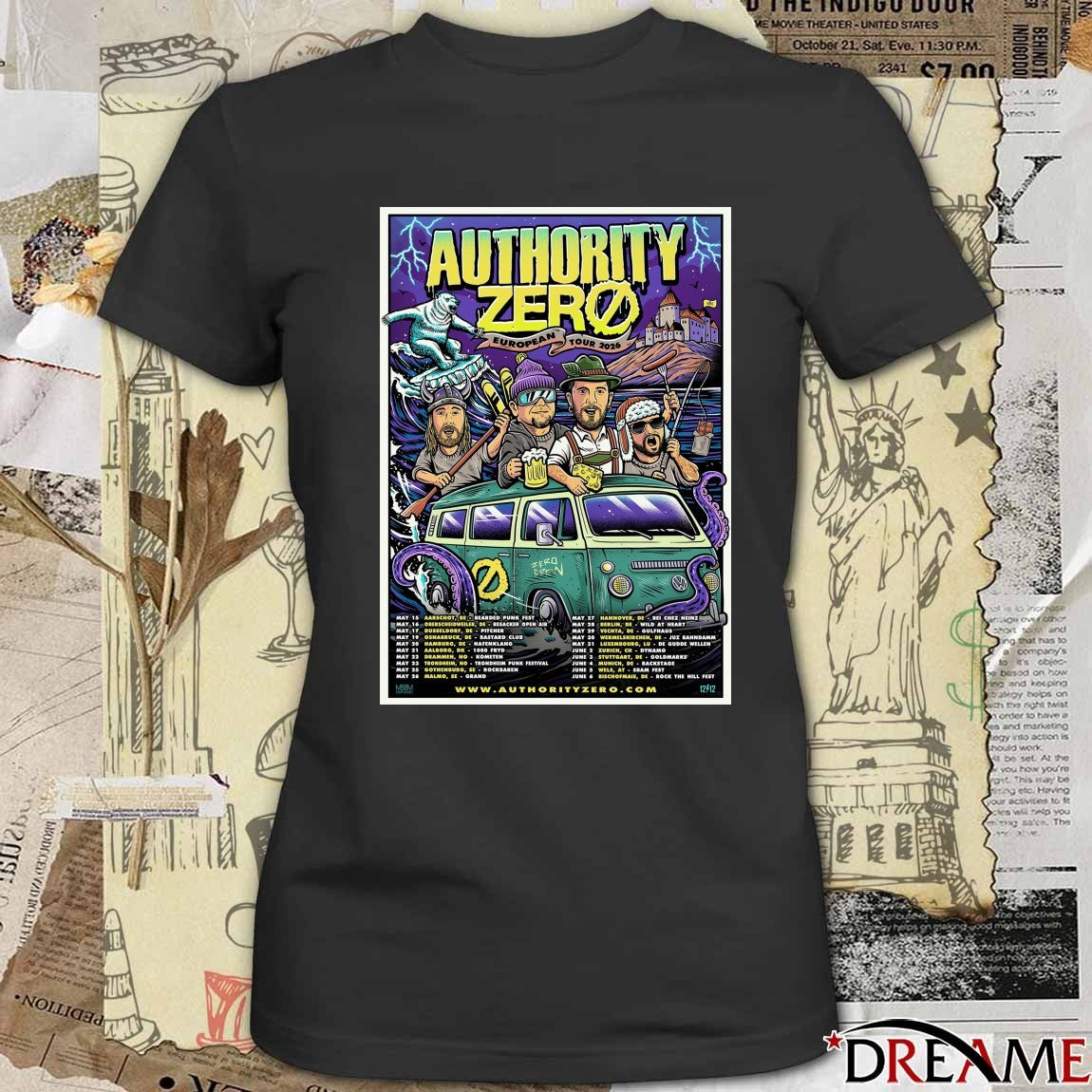 Authority Zero European Tour 2026 May – June Poster t-shirt