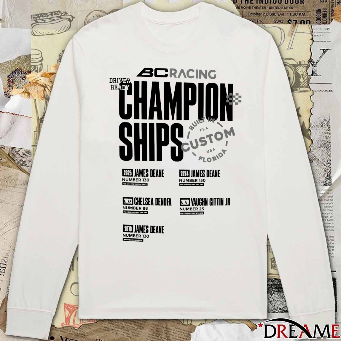 BC Racing Championships Driver Ready Built In FL Custom USA Florida 2025 t-shirt