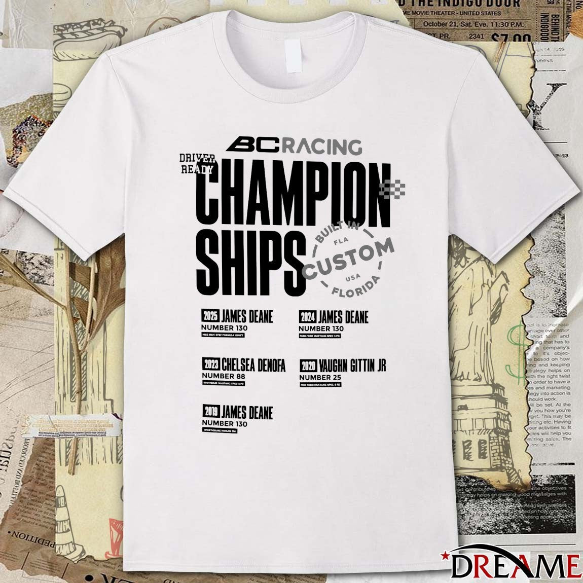 BC Racing Championships Driver Ready Built In FL Custom USA Florida 2025 t-shirt