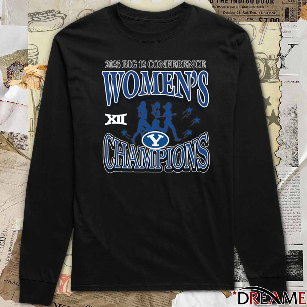 BYU Cougars 2025 Big 12 Conference Women’s Cross Country Champions No. 1 t-shirt
