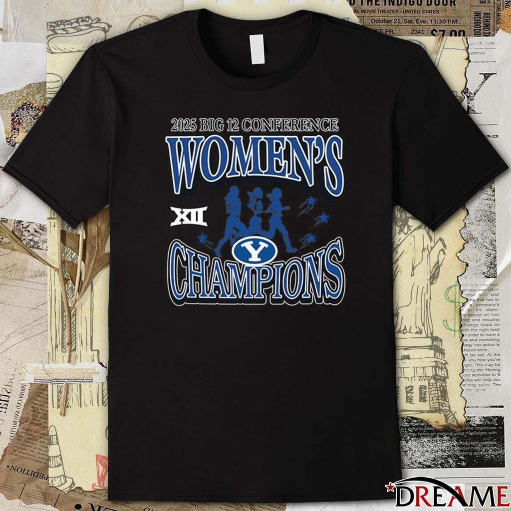 BYU Cougars 2025 Big 12 Conference Women’s Cross Country Champions No. 1 t-shirt