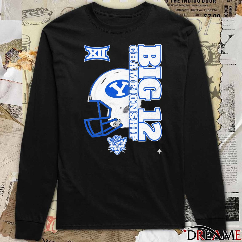 BYU Cougars 2025 Big 12 Football Championship Vertical Helmet December 6 2025 Dallas TX t-shirt