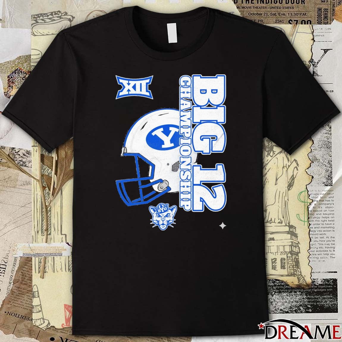 BYU Cougars 2025 Big 12 Football Championship Vertical Helmet December 6 2025 Dallas TX t-shirt