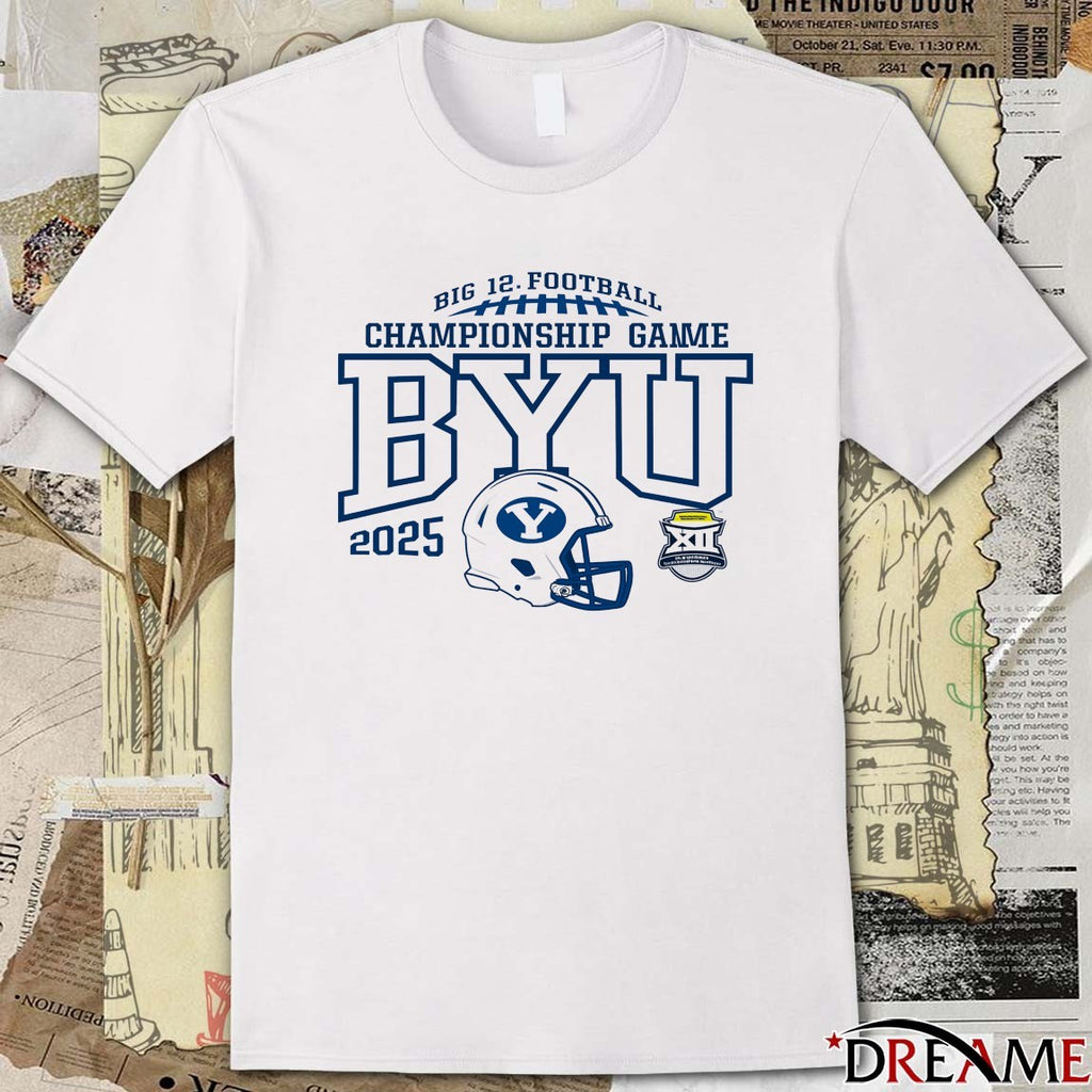 BYU Cougars 2025 NCAA Big 12 Football Championship Bound Helmet t-shirt