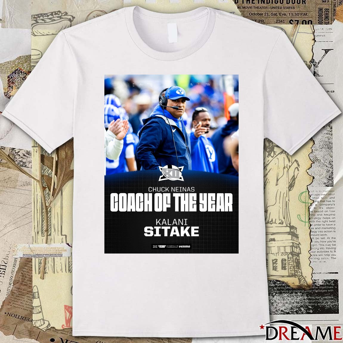 BYU Cougars Kalani Sitake Chuck Neinas Coach of the Year Poster t-shirt