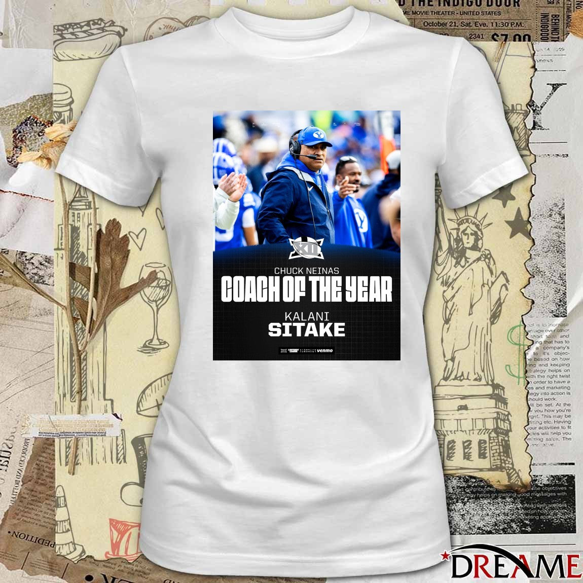 BYU Cougars Kalani Sitake Chuck Neinas Coach of the Year Poster t-shirt