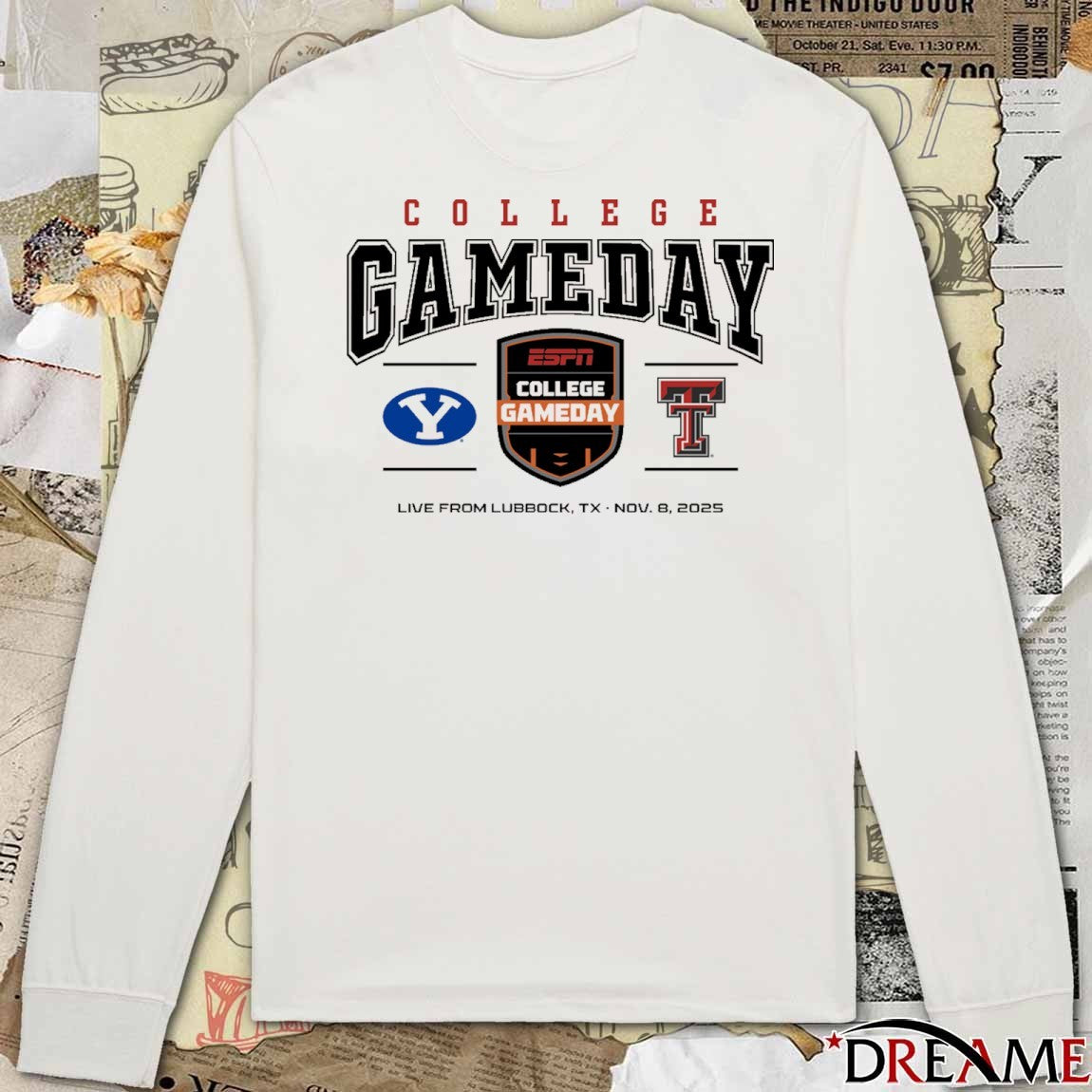 BYU Cougars Vs Texas Tech Red Raiders ESPN College GameDay Live From Lubbock TX November 8 2025 t-shirt