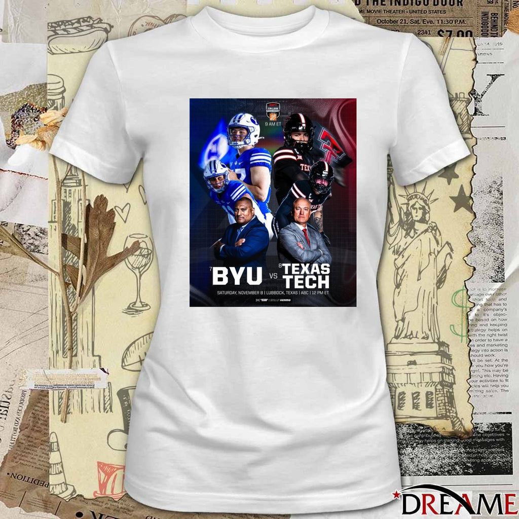 BYU Cougars Vs Texas Tech Red Raiders November 8 2025 in Lubbock, Texas, at Jones AT&T Stadium Poster t-shirt