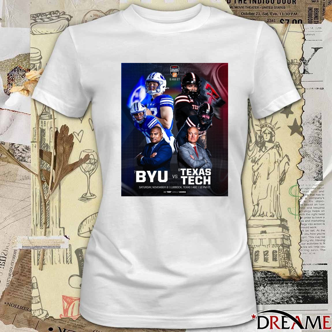 BYU Cougars Vs Texas Tech Red Raiders November 8 2025 in Lubbock, Texas, at Jones AT&T Stadium Poster t-shirt