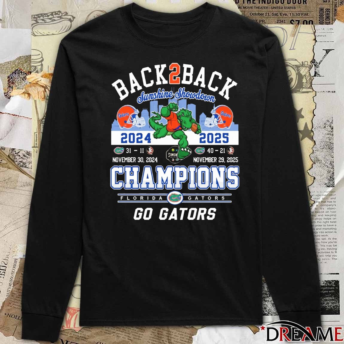 Back 2 Back Florida Gators Beat Seminoles Again Sunshine Showdown 2025 Champions Go Gators t-shirt