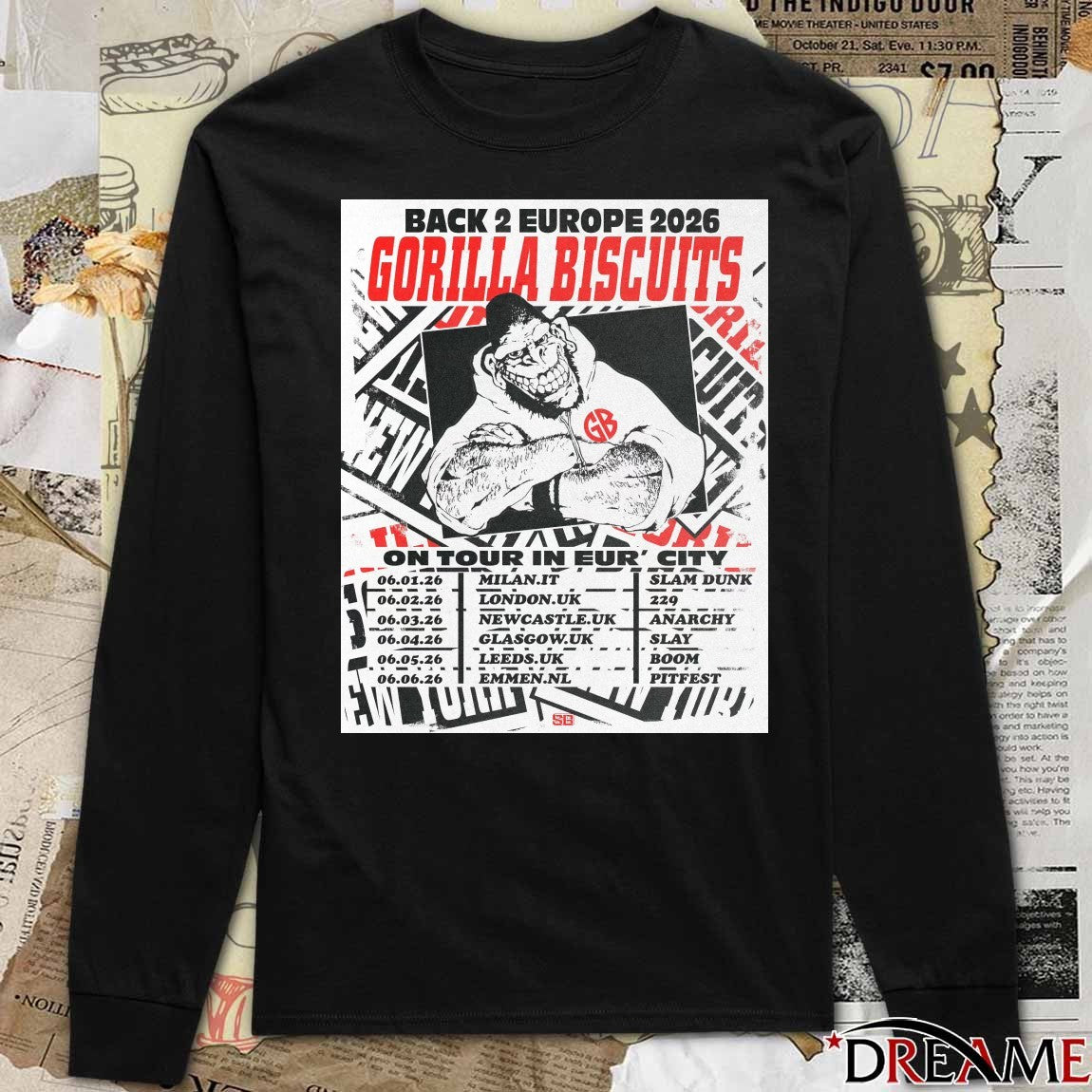 Back 2 Europe 2026 Gorilla Biscuits On Tour In Eur’ City Poster t-shirt