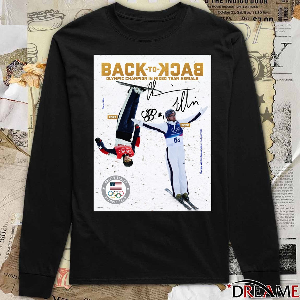 Back To Back Olympic Champion In Mixed Team Aerials Chris Lillis Olympic Winter Games 2026 Signature Poster t-shirt