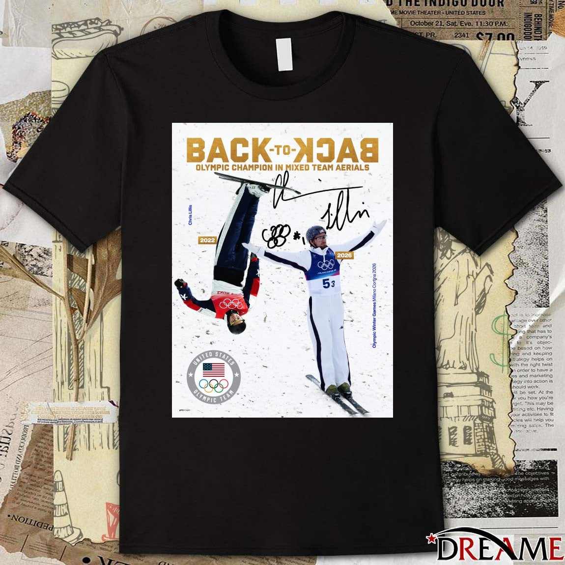 Back To Back Olympic Champion In Mixed Team Aerials Chris Lillis Olympic Winter Games 2026 Signature Poster t-shirt