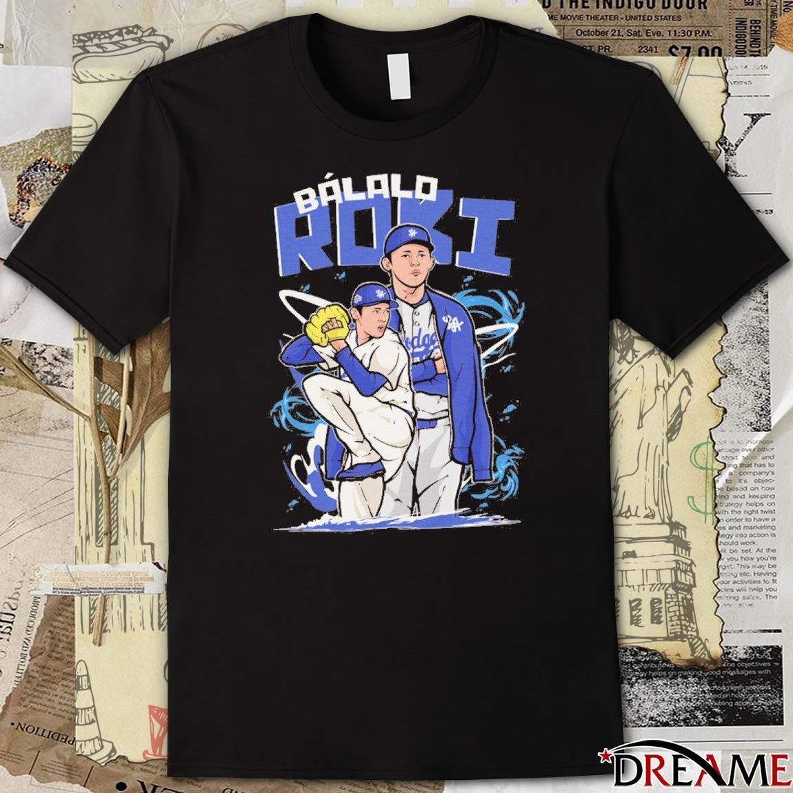 Báilalo Roki Sasaki Los Angeles Dodgers MLB Baseball Painting t-shirt