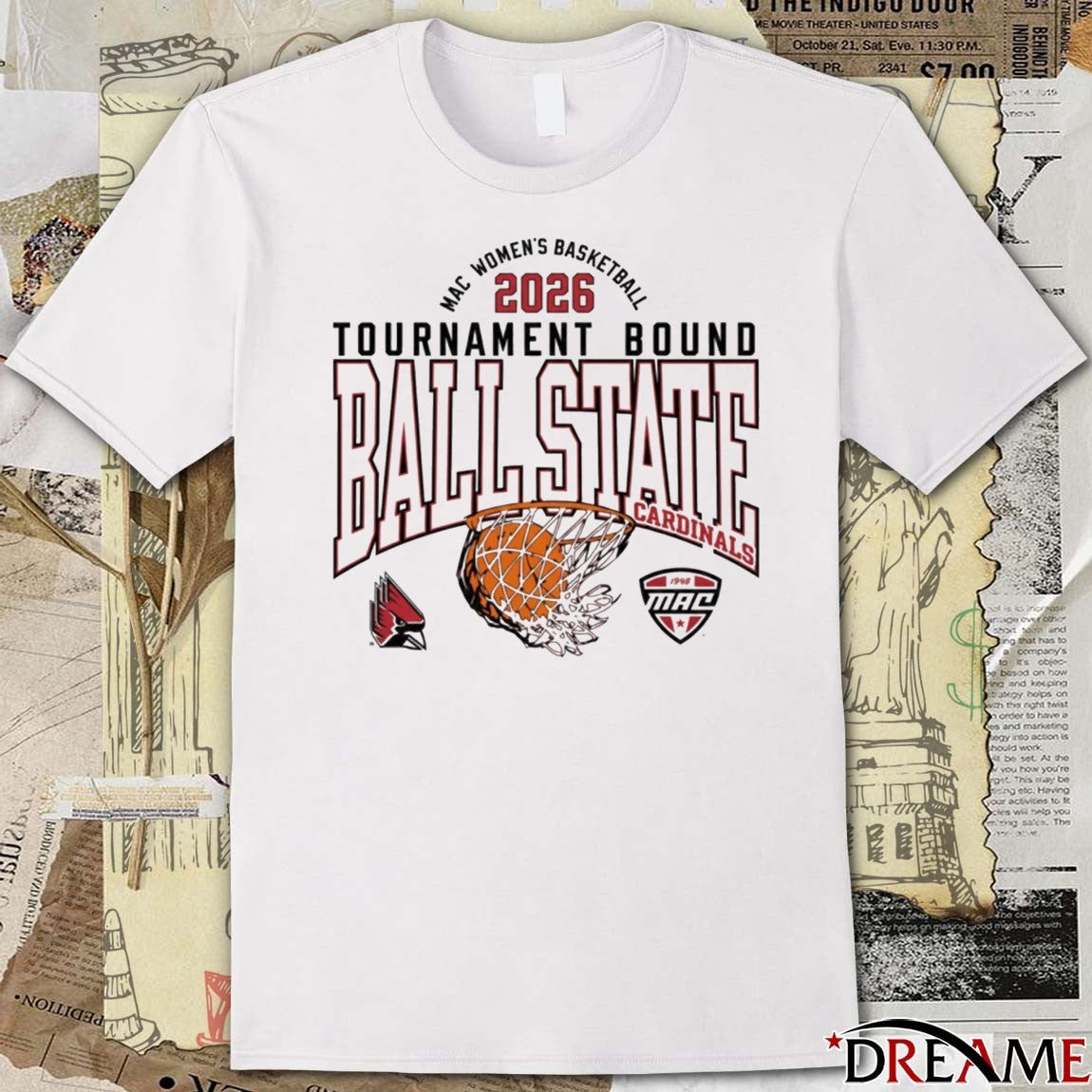 Ball State Cardinals Cardinal MAC 2026 Women’s Basketball Tournament Bound t-shirt