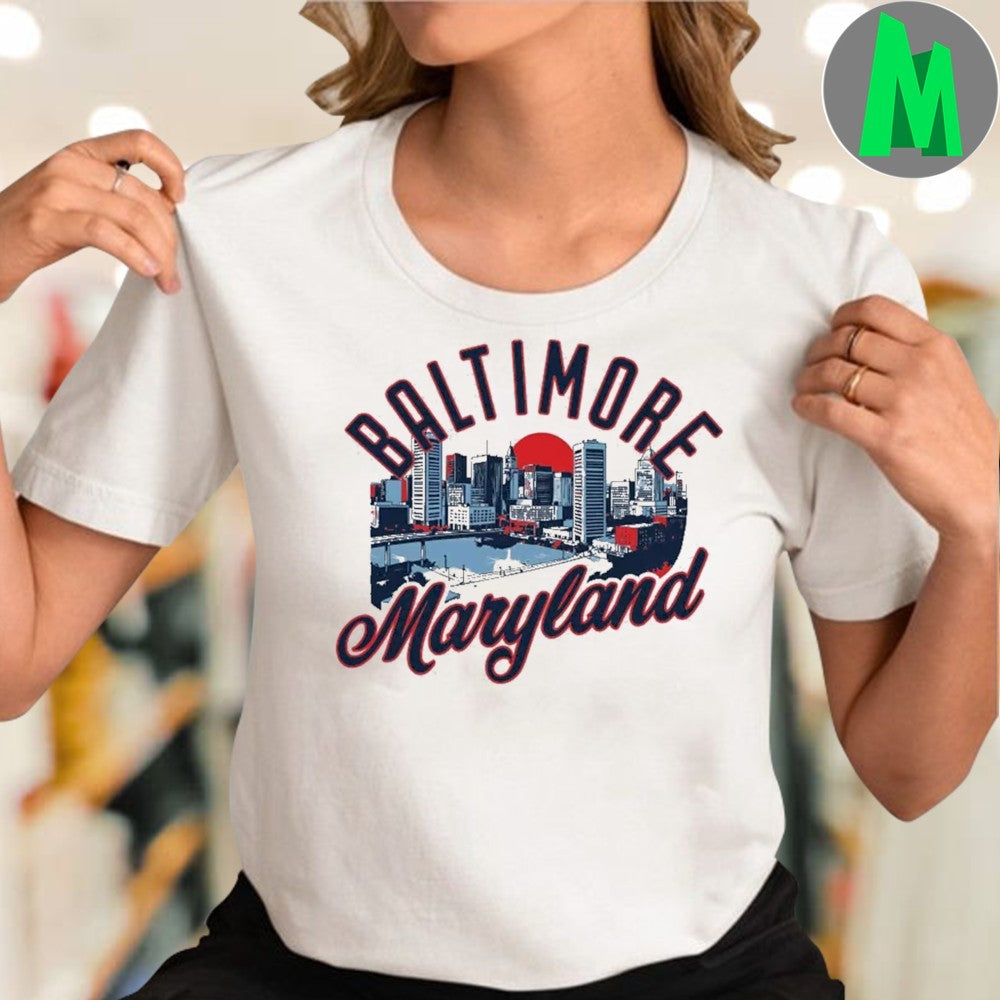 Baltimore Maryland USA City Skyline T-Shirt Graphic Tee