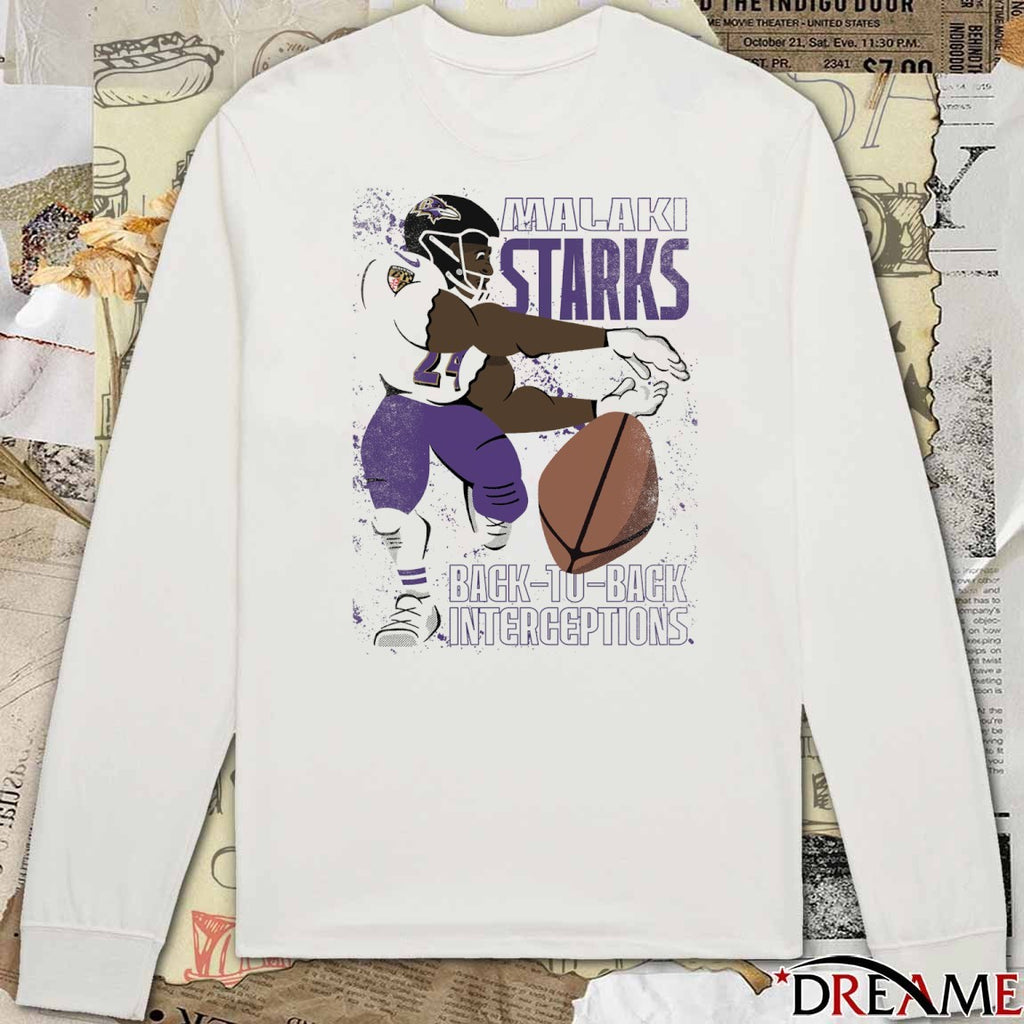Baltimore Ravens Malaki Starks Back To Back Interceptions Poster t-shirt