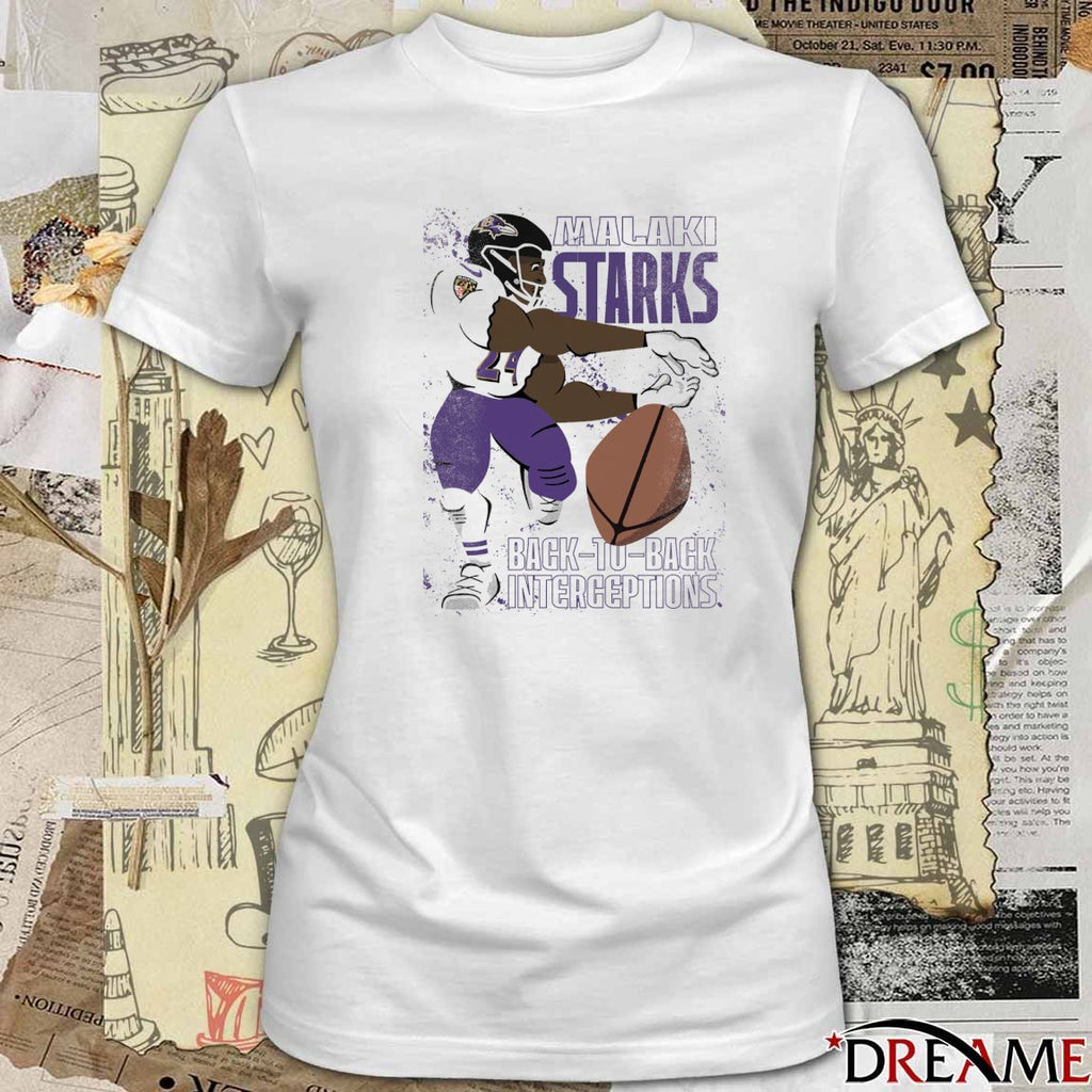 Baltimore Ravens Malaki Starks Back To Back Interceptions Poster t-shirt